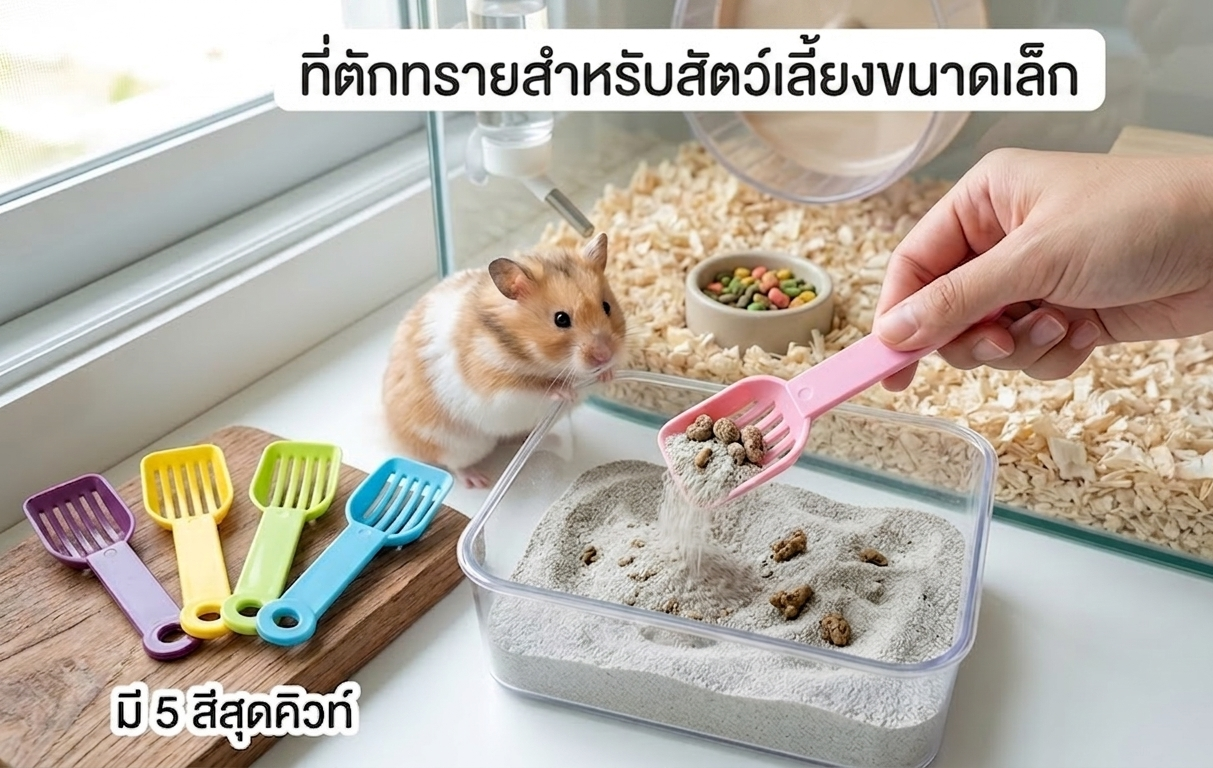ที่ตักทรายสำหรับแฮมสเตอร์และสัตว์เลี้ยงขนาดเล็ก มีให้เลือก 5 สี
