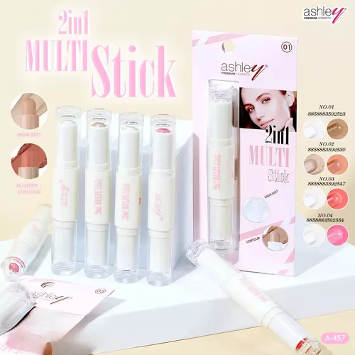 ASHLEY A-457 2in1 multi stick บลัชออนและคอนทัวแท่ง เนื้อแมทท์ก็ติดทนเนื้อชิมเมอร์ก็ฉ่ำวาว