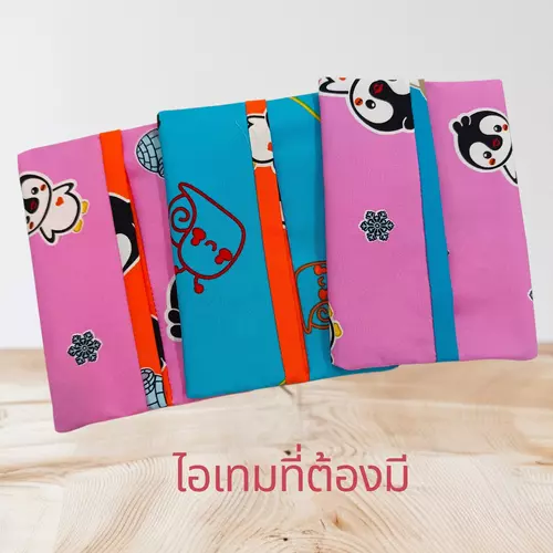 ซองใส่ทิชชู่พกพา ผ้าคอตตอนแบบมีซับใน คละลาย คละสี ดีไซน์น่ารัก งานhandmade