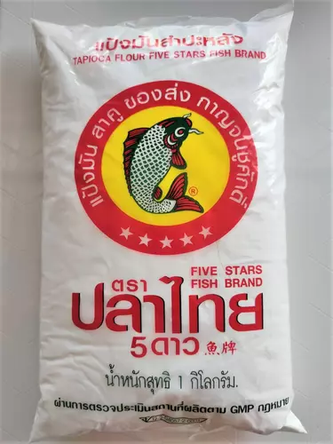 แป้งมันสำปะหลัง แป้งมันสำปะหลังตราปลาไทย 5 ดาว น้ำหนัก 1 กิโลกรัม (J)