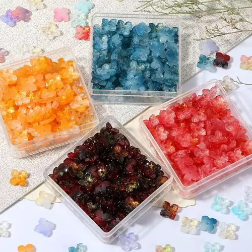(คุ้มสุดๆ) ลูกปัดกลีบดอกไม้ 4 แฉก แพ็ค 10 ชิ้น ลูกปัด DIY สีพาสเทลสดใส อุปกรณ์ร้อยสร้อย