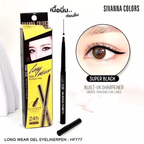 Sivanna Colors Long Wear Gel Eyeliner Pen HF777 เขียนขอบตา เนื้อนิ่ม เขียนลื่น สีดำสนิท ติดทน