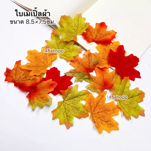 ใบเมเปิ้ลปลอม 5ใบ ใบไม้ประดิษฐ์ ขนาด 7.5×8.5ซม. ใบไม้ตกแต่งสีฤดูใบไม้ร่วง ใบเมเปิ้ลผ้า พร็อพถ่ายภาพ อุปกรณ์จัดฉากถ่ายรูป