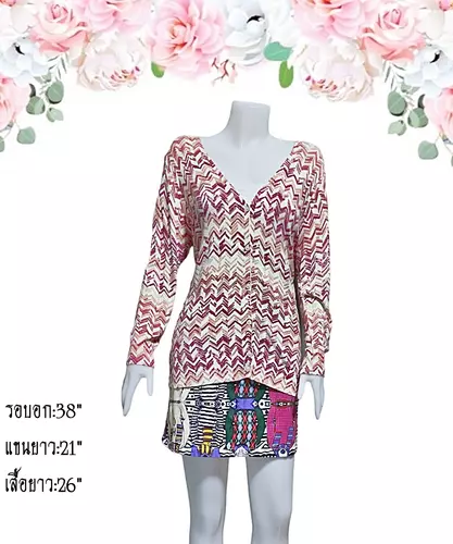 เสื้อไหมพรมมือสอง คาร์ดิแกน/เสื้อคลุมแขนยาวแฟชั่น/สเวตเตอร์ ตำหนิ