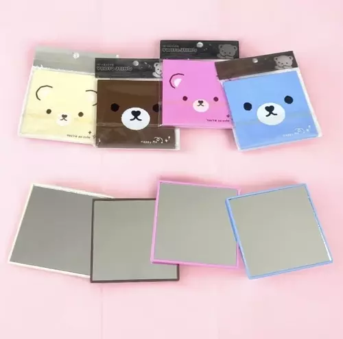 กระจกสี่เหลี่ยมลายหมีพกพา พร้อมส่ง