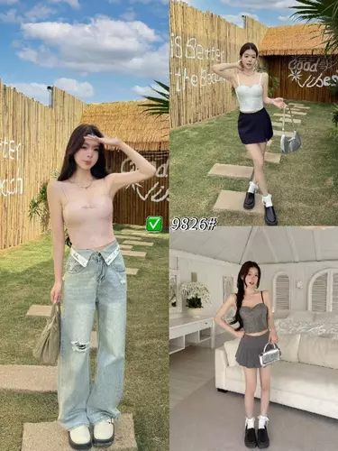 Pinkybra เสื้อสายเดี่ยวผ้านุ่ม ลุคหวานเกาหลี ใส่แล้วดูแพง ฟรีไซต์ อก28-38นิ้ว เหมาะสำหรับใส่ออกเดท