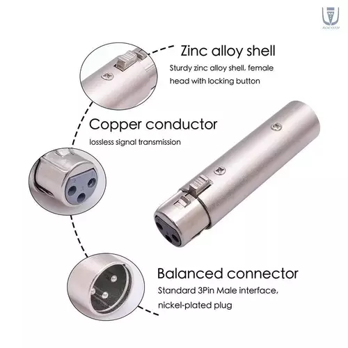 🎤 หัวแปลง XLR 3 Pin ตัวเมีย ➜ XLR 3 Pin ตัวผู้ | XLR Female to Male Adapter | เก็บเงินปลายทางได้ 🚚