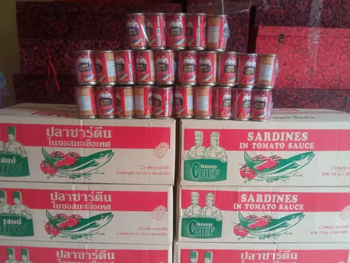 ซื้อ1 แถม 1 (20กระป๋อง) ปลากระป๋องตราแชมป์เชฟ ปลาซาดีนในซอสมะขือเทศ 1แพคมี10กระป๋อง ของผลิตใหม่ 155กรัม