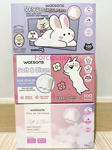 WATSONS วัตสันสำลีแผ่นรีดข้าง 100แผ่น 1กล่อง  คละลายเลือกไม่ได้