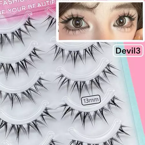 ขนตาปลอม eyelashes ขนตาปลอมแกนใส 5 คู่ ขนตาธรรมชาติ Devil3