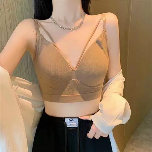 Pinkybra บราสายไขว้หน้า ปรับสายด้านหลังได้ มีฟองน้ำเย็บติดกับบรา เซ็กซี่ 32-38 ใส่เที่ยว เสื้อผ้า แฟชั่น ผู้หญิง
