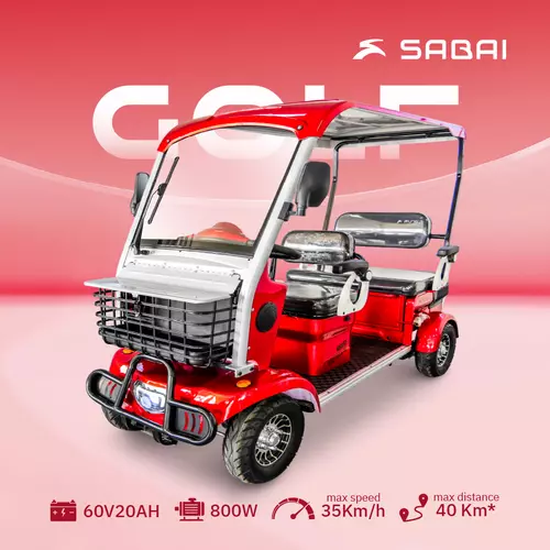 SABAI-Golf รถไฟฟ้า4ล้อสำหรับครอบครัว รถกอล์ฟ3ที่นั่ง ที่เก็บของใต้เบาะ