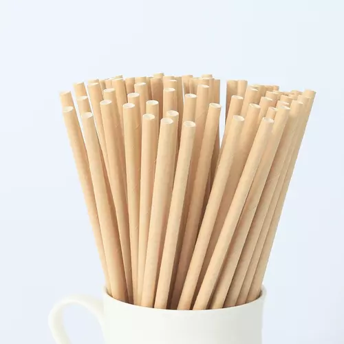 หลอดกระดาษคราฟ (Pack 50 ชิ้น) หลอดดูดน้ำรักษ์โลก หลอดใช้แล้วทิ้ง(Paper Straw Biodegradable)