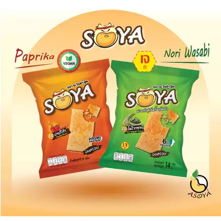 Soya ขนมฟองเต้าหู้อบกรอบ ไม่ทอด ขนมเพื่อสุขภาพ โปรตีนสูง แคลต่ำ ไร้แป้ง 豆皮饼干
