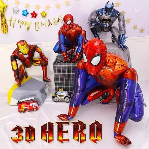 spiderman Ironman Batman ลูกโป่งSuperhero ลูกโป่งฟอยล์ ลูกโป่งวันเกิดSuperhero 4Dตัวใหญ่ (ส่งด่วนจากไทย🇹🇭)