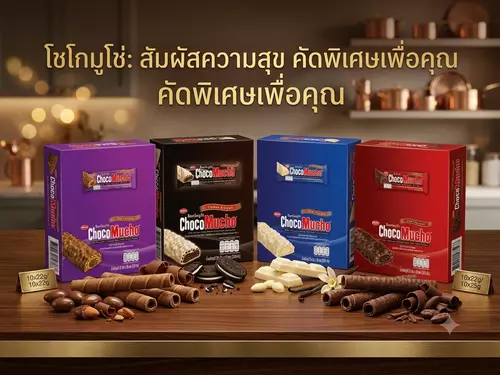 Choco Mucho ช็อกโกมูโช่ อร่อยเข้มเต็มคำ เวเฟอร์โรลเคลือบช็อกโกแลตฉ่ำๆ มีครบ 5 รสชาติ
