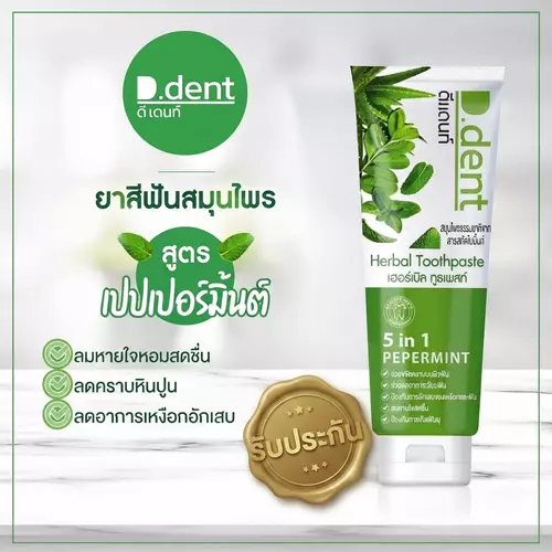 ยาสีฟันสมุนไพรเข้มข้น D.DENT (ดีเดนท์) 1 หลอด