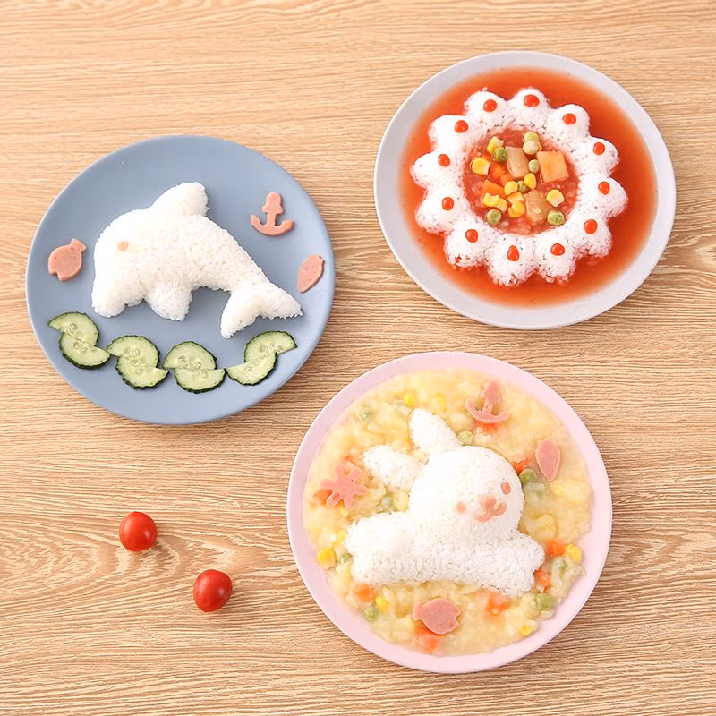 ชุดแม่พิมพ์ข้าวปั้น 3D พร้อมพิมพ์กดผักผลไม้ตกแต่ง 🍙🐰🐬🌼