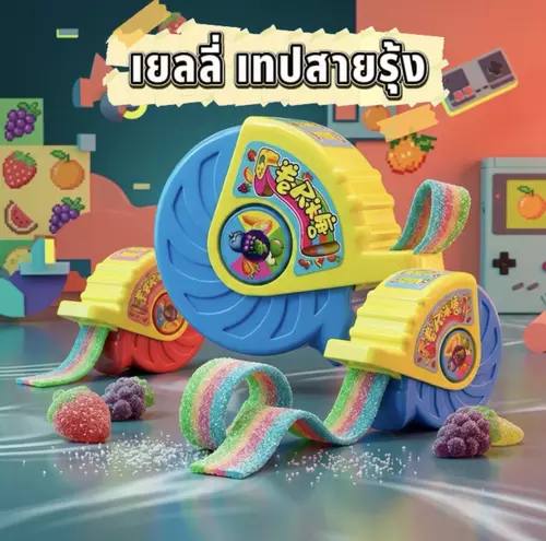 🔥 พร้อมส่งจากไทย 🔥 Gummy Roll กัมมี่โรล เยลลี่เทป เยลลี่สายรุ้ง รสผลไม้ ขนาด 35g.
