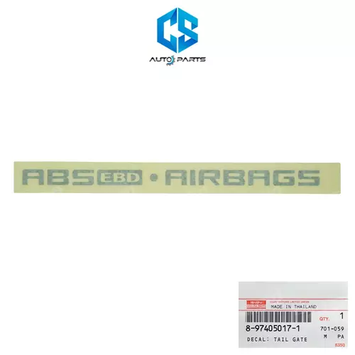 (แท้100%)สติ๊กเกอร์ ABS EBD AIRBAGS (สีเทาเข้ม) - ISUZU D-MAX ปี07-11 (ติดฝาท้ายกระบะ)(8-97405017-1)