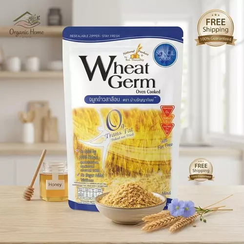 จมูกข้าวสาลีอบหรือวีตเจิร์ม Nutrimate Wheat Germ  ตรา บ้านธัญญาทิพย์ (Organic Product 100 %) 140g.