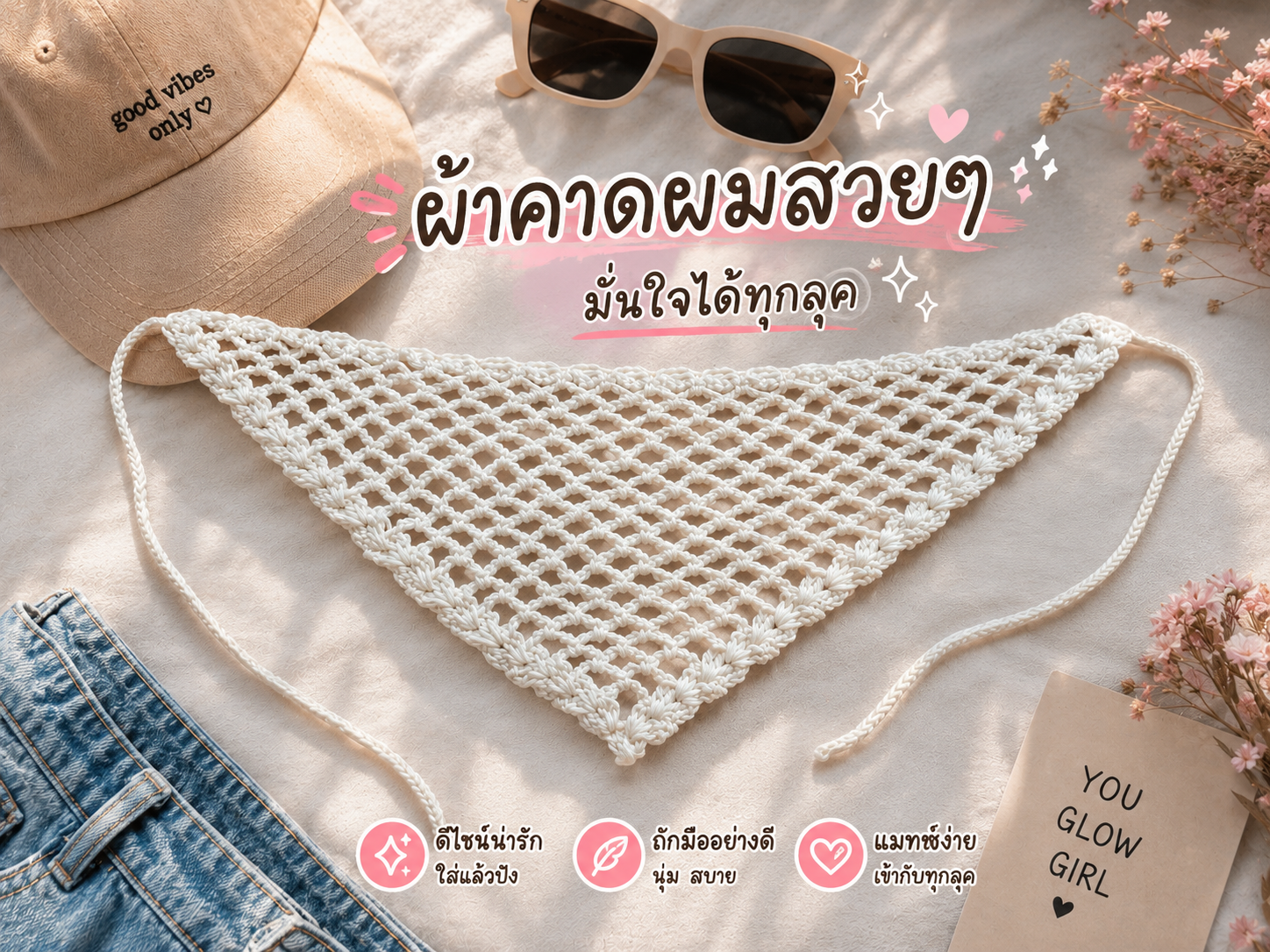 ผ้าคาดผมถักสามเหลี่ยม