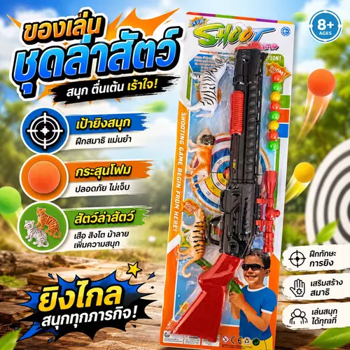 [พร้อมส่ง!] ของเล่นเด็ก ชุดล่าสัตว์ 🎯🔫🐾✨ สนุก ตื่นเต้น และเสริมสร้างจินตนาการ อุปกรณ์บทบาทสมมติครบเซ็ต ฝึกสมาธิ สายตา