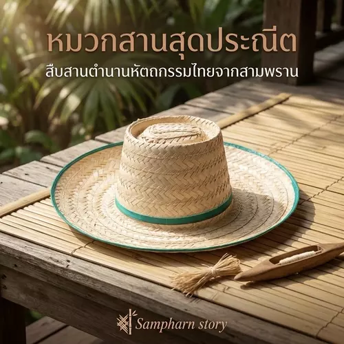 ￼[ คละสี ] หมวกสาน หมวกชาวนา ทรงหลังเต่า
