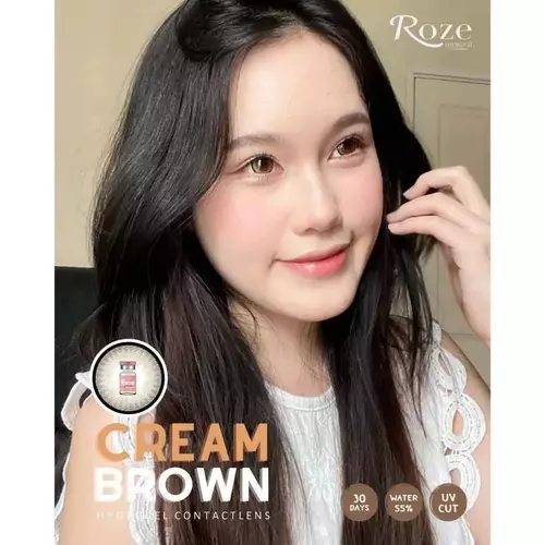 Cream คอนแทคเลนส์ ตาหวาน สีสวยละมุน ตาโต เลนส์นิ่ม ใส่สบาย