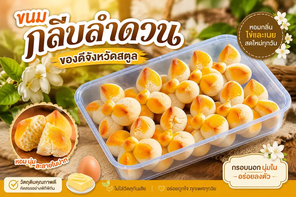 ขนมกลีบลำดวน ของดีจังหวัดสตูล (1กล่อง)