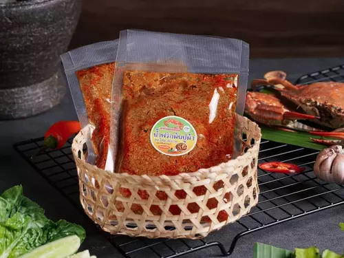 [แพ็คซีล120g.]น้ำพริกมันปูม้า เจ้าตำรับปรุงสำเร็จพร้อมทาน