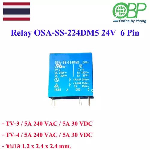 รีเลย์สำหรับวงจรอิเลคทรอนิคส์ 24 โวลต์ 6 ขา