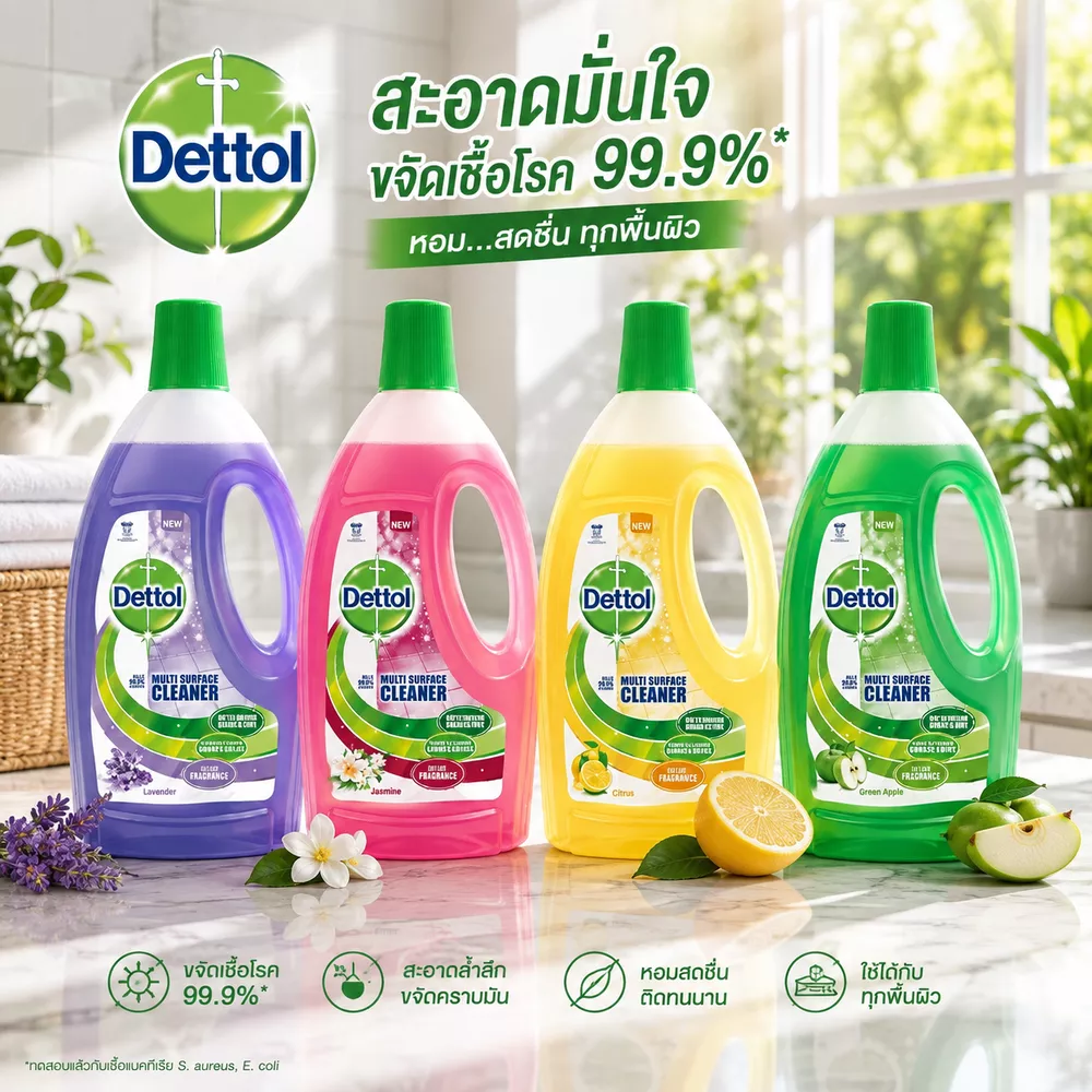 [แท้ 100%] Dettol Multi-Surface Cleaner น้ำยาทำความสะอาดอเนกประสงค์ เดทตอล ฆ่าเชื้อโรค 99.9% ขจัดคราบมัน หอมสดชื่นตลอดวัน