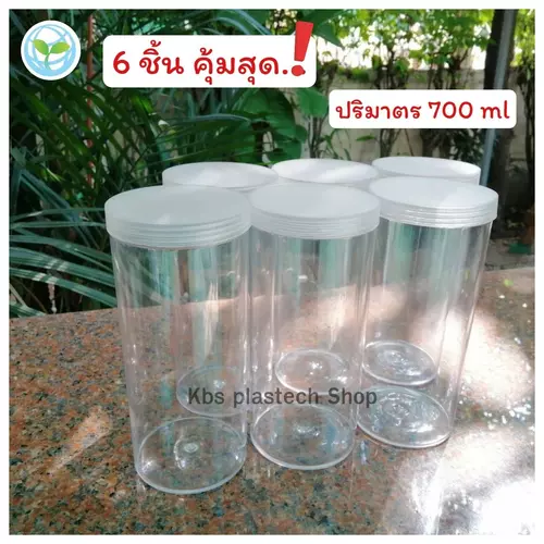 กระปุกพลาสติกใส กระบอกพลาสติกใส ใส่ขนมปังขาไก่ ใส่ขนมไทย ขนาด 8x17mm. จำนวน 6 ชิ้น