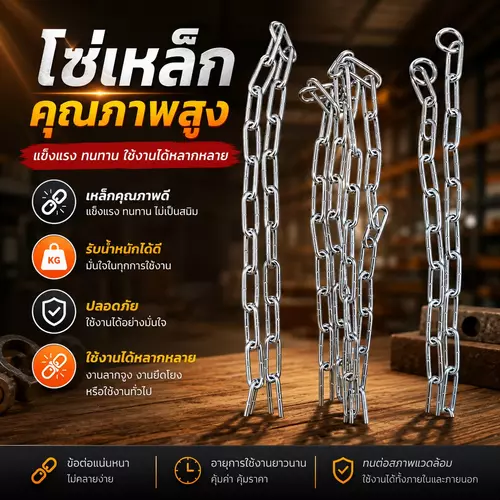 โซ่เหล็กอเนกประสงค์ หนา 3.8mm / 4.8mm (ยาว 1 เมตร และ 2 เมตร) ⛓️🔒 โซ่ล็อคประตู ล้อมรั้ว ล็อคจักรยาน แข็งแรง ทนทาน ราคาถูกที่สุด พร้อมส่ง!