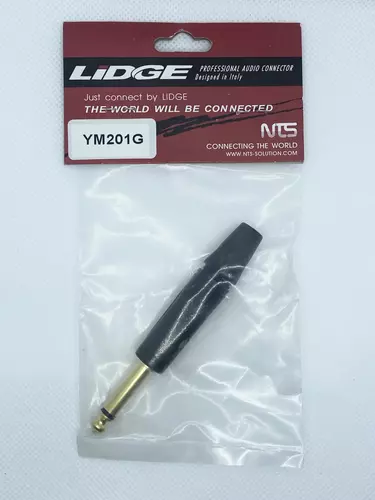 ปลั๊กโฟนโมโน 1/4" ชุบทอง ท้ายยาง สำหรับเข้าสาย รุ่น YM201D ยี่ห้อ Lidge ของแท้