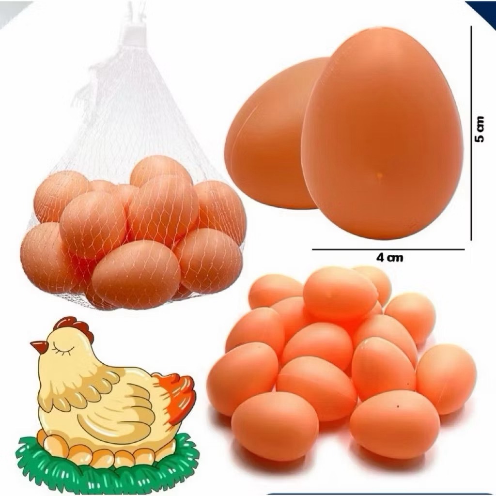 1แถม1 ไข่ไก่พลาสติก ไข่ปลอม ของเล่น โชว์ ใส่ถุงตาข่าย 15 ฟอง/ถุง ขนาด 4×5 ซม.