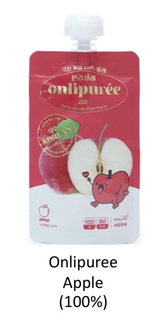 onlipuree apple 100 % น้ำ เพียวเร่ แอปเปิ้ล 100 % ขนาด 100 กรัม