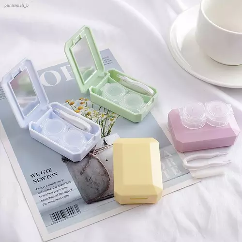 ตลับคอนแทคเลนส์ Set 4 in 1 ตลับเหลี่ยมพาสเทล ตลับเซต ตลับ น่ารัก พร้อมอุปกรณ์