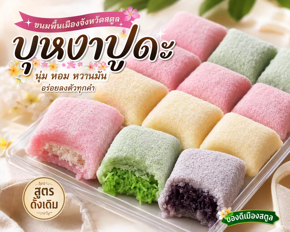 ขนมบุหงาปูดะ ขนมพื้นเมืองจังหวัดสตูล