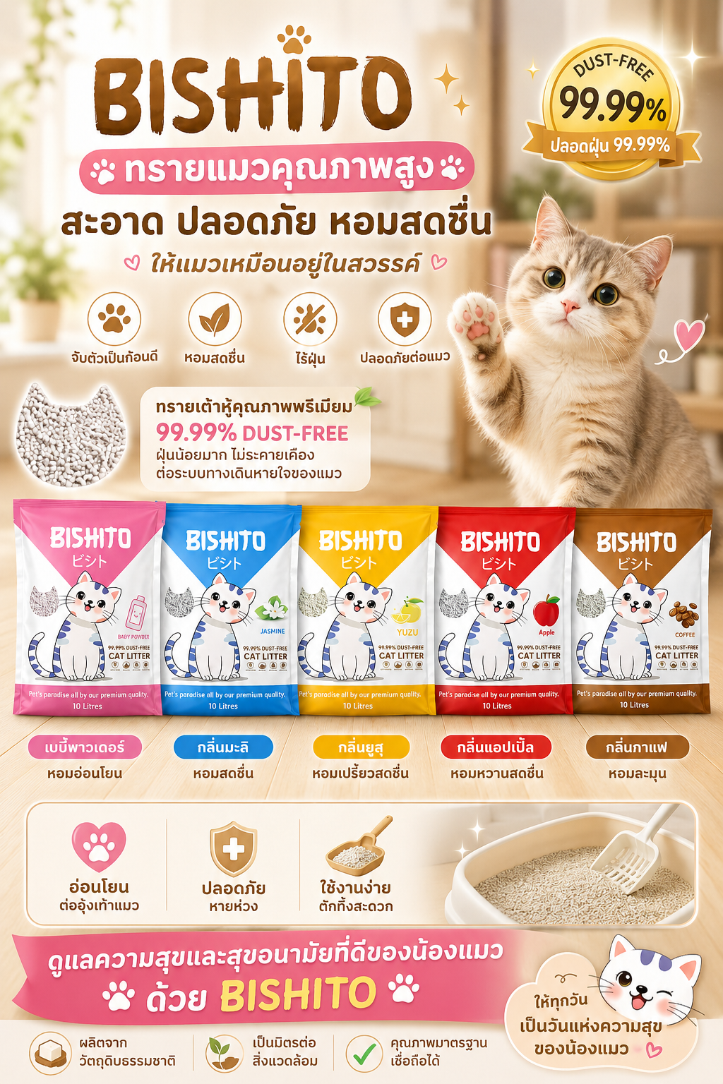 บิชิโตะ ทรายแมว10ลิตร